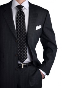 black suit business attire